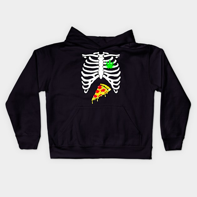 Pizza pot leaf Kids Hoodie by camillecharbonneau93